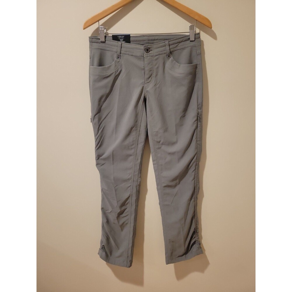 NWT Kuhl Trekr Pants Women's 4 Short Stone Gray Stretch Hiking Travel Cinch Hem - Picture 2 of 11